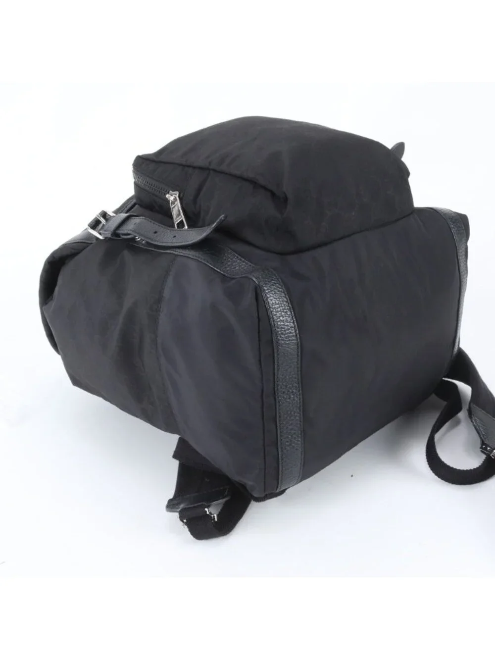 Gucci GG Nylon Leather Backpack Shoulder Bag